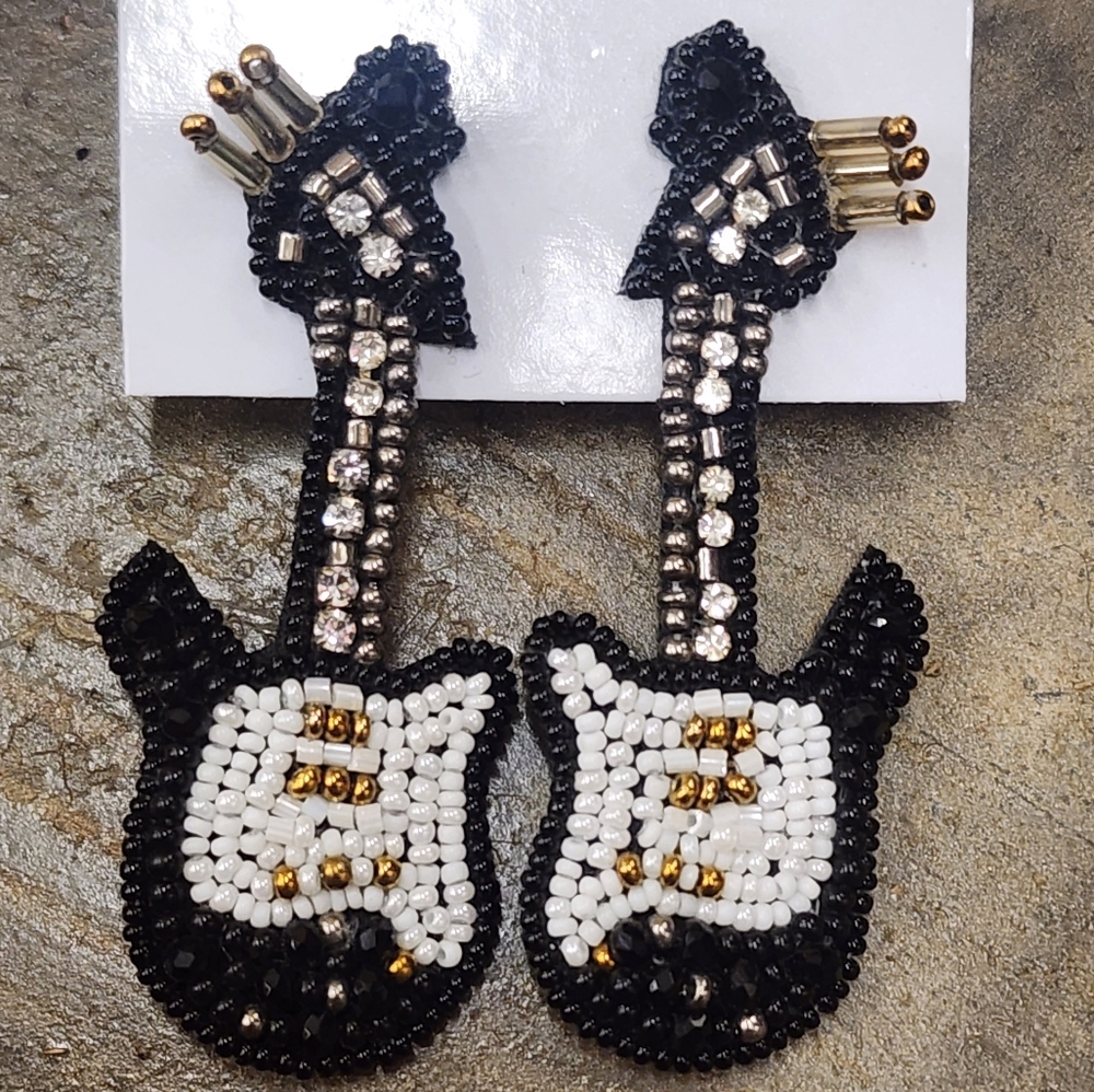 Beaded Guitar Earrings